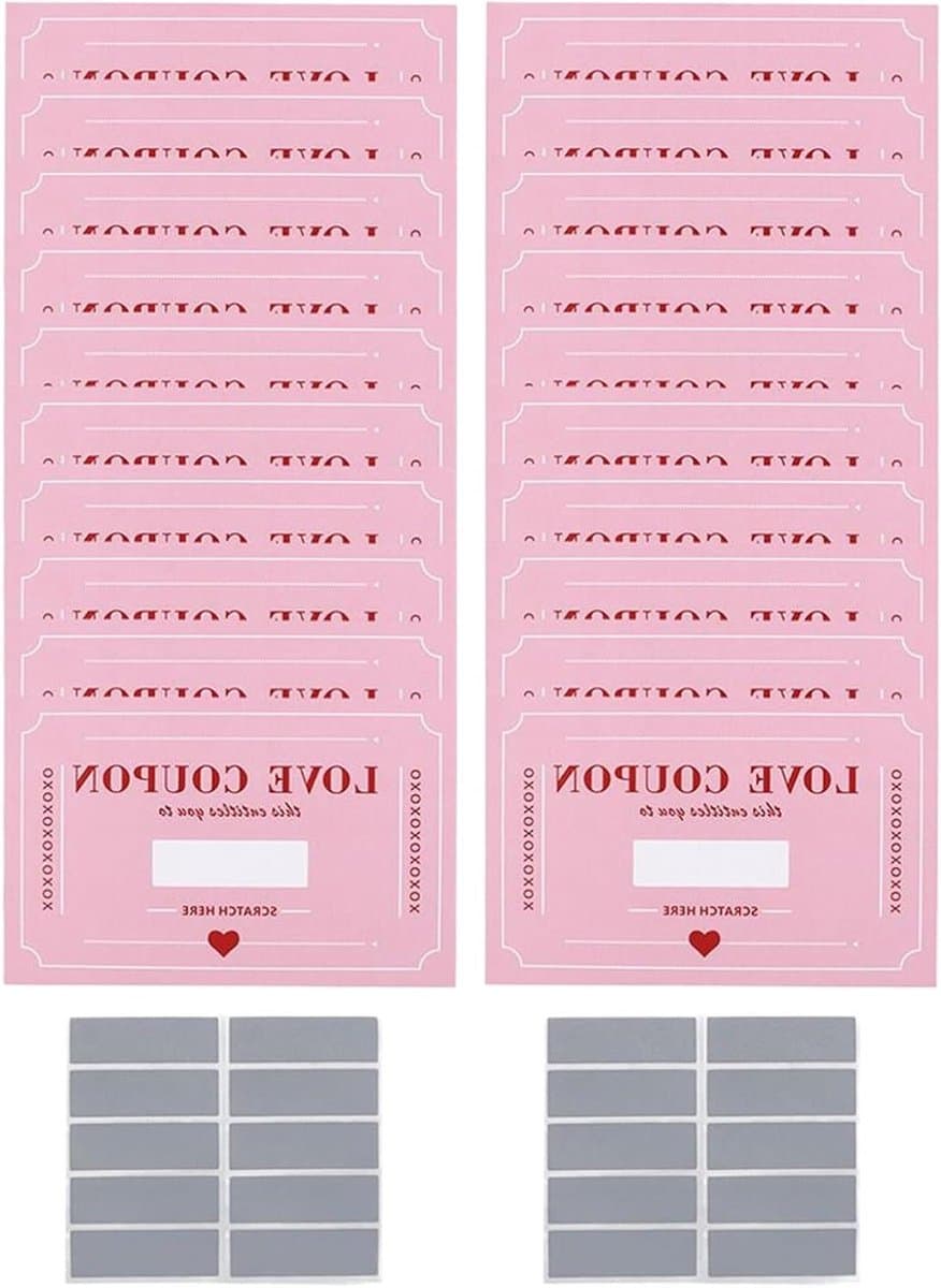 Valentijns Coupons - Liefdesbriefjes Set - Romantische Avonden - Kras Off Verrassingen - 20 Stuks - Roze — afbeelding 1