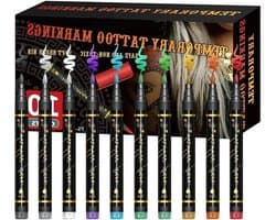 Bodypaint Markers - Huidverf Pennen - Gezichtstekeningen Maken - Huidvriendelijke Formule - 10 Kleuren - Multicolor