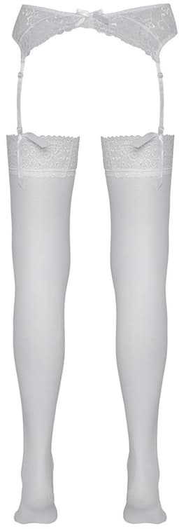 Cottelli Collection – Jarretel Kousen met Sexy Motief Langs Rand voor Onschuldig Uitstraling – Maat S – Wit — thumbnail 2