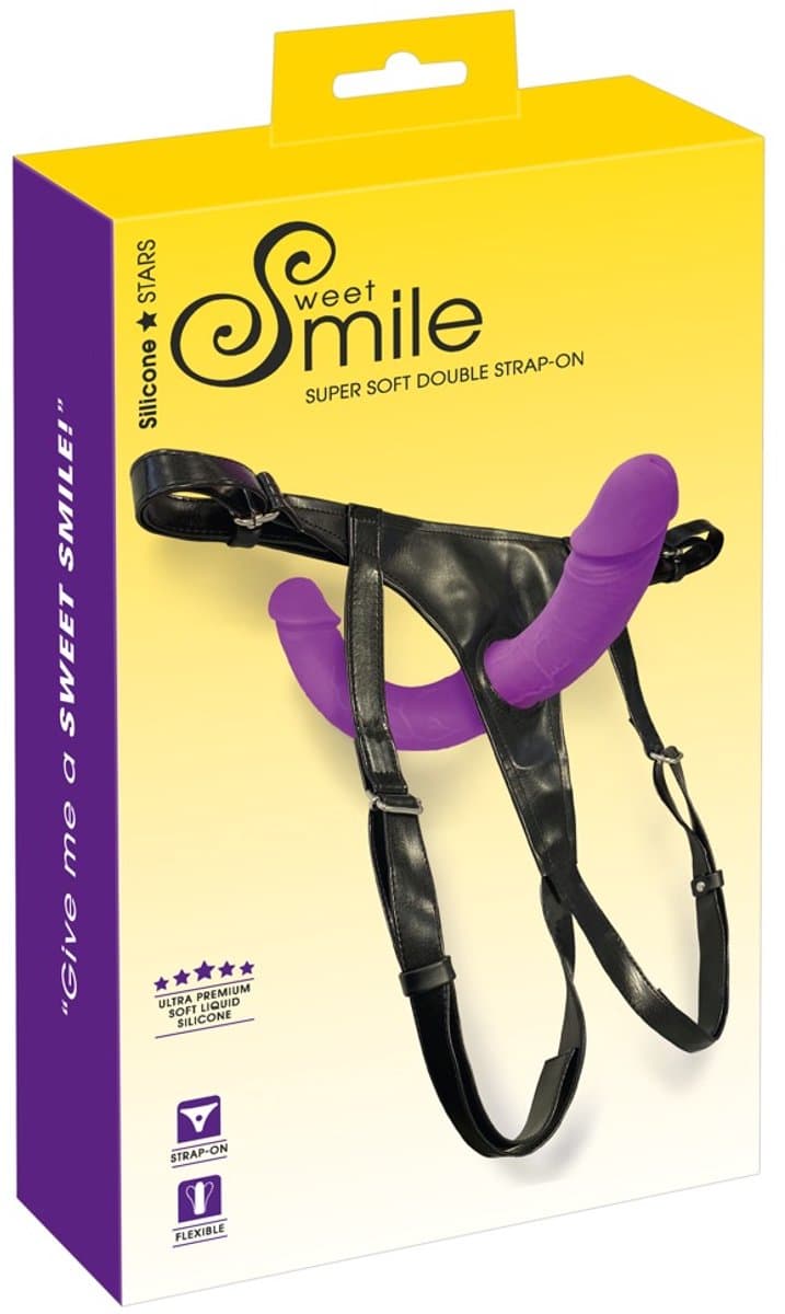 Sweet Smile Super Soft Double Voorbind Dildo - Strap-on met Uitneembaar Dubbele Dildo - Realistische Vloeibare Siliconen Dubbele Dildo 32 cm — afbeelding 1