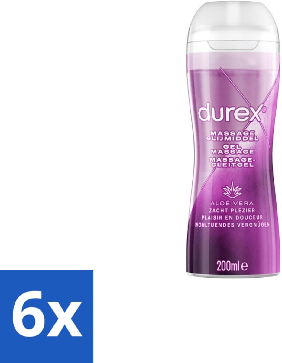 6 x Durex Massage glijmiddel 2 In 1 Aloë Vera 200 ml - Durex Massage Olie - Glijmiddel - Aloë Vera - Intiem Gel - Seksgel — afbeelding 1