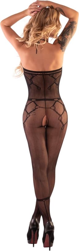 Livco Corsetti - Erotische Bodystocking / Catsuit met Open Kruis - Sexy Lingerie - Erotische Lingerie - Maat S t/m L - Hacint - Zwart - S/M — thumbnail 2
