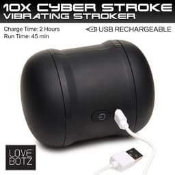 Love Botz - Masturbator - 10X Cyber Stroke Vibrating Stroker - Dubbele open uiteinden - zwart — thumbnail 4