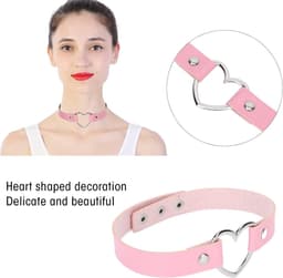 Choker Kraag van PU Leer voor Dames met Hartvormige Decoratie, Modieuze Halsketting en Accessoire voor Dagelijks Gebruik — thumbnail 4