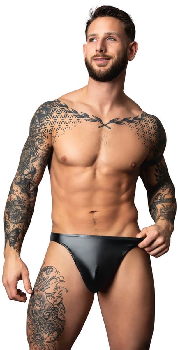 Male Power Sexy Wetlook Bong Thong - Zwart - Maat S/M — afbeelding 1