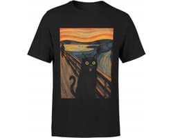 Merkloos - Erotisch Shirt - Met Kattenprint - Zwart - 3XL
