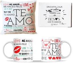 Romantische cadeaus voor koppels - Kussen en Mok met Liefdesboodschappen - Originele Geschenken voor Valentijnsdag, Verjaardag en Jubileum — thumbnail 1