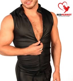 Lederen bodywarmer heren - Erotisch - BDSM Clubwear - Sexy rollenspel - Leer - Rits - Leren mannen kleding - Goede kwaliteit — thumbnail 4