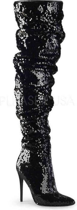 COURTLY-3011 - (EU 41,5 = US 11) - 5 Ruched Sequined Thigh High Boot, 1/3 Side Zip — thumbnail 1
