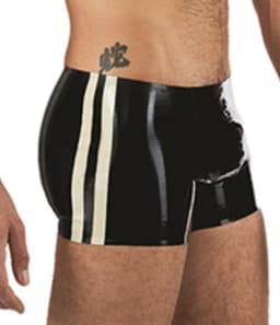 Mister B Rubber Trunks zwart met witte bies medium — thumbnail 1