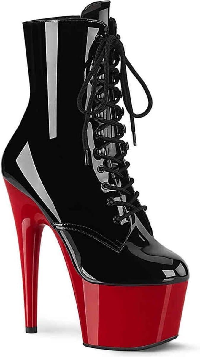 Pleaser - ADORE1020 Plateau Laarzen, Paaldans schoenen - Paaldans schoenen - 44 Shoes - Zwart/Rood — afbeelding 1
