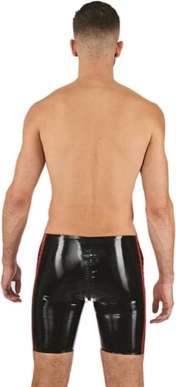 Mister B rubber fucker shorts zwart met rode bies Medium — thumbnail 2