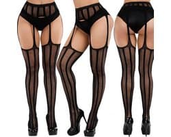 Sexy luxe zwarte panty kousen met jarretelgordel -Luxe panty - jarretel kousen- Cadeau voor Vrouw - Erotische kousen