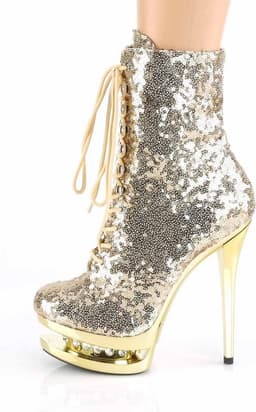 Pleaser - BLONDIE-R-1020 Plateau Laarzen, Paaldans schoenen - Paaldans schoenen - 35 Shoes - Goudkleurig — thumbnail 3