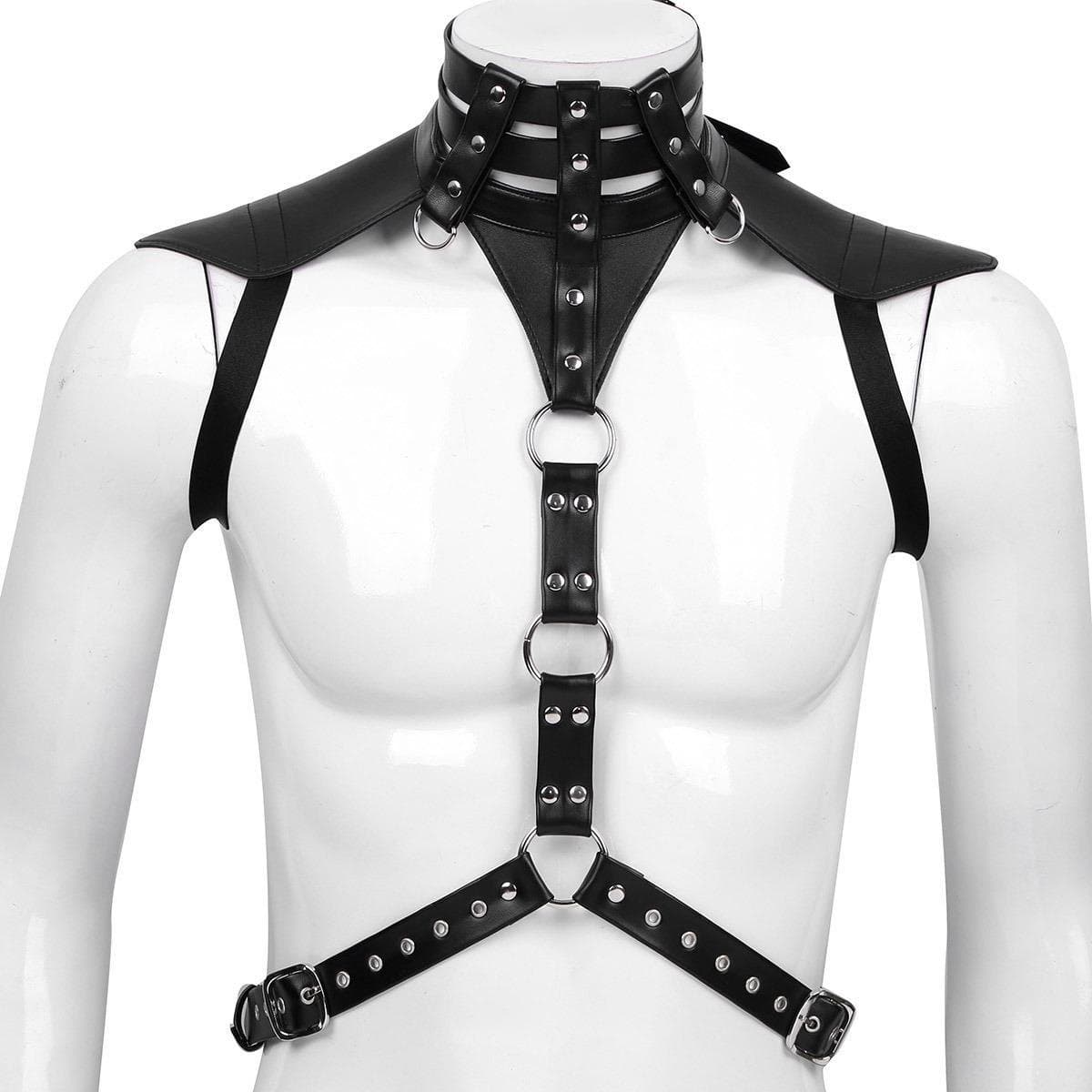 ♛Queen-Toys® Bondage - Mannen Meester harnas - Knevel - BDSM - Schouderharnas mannen - SM pak - Lederlook harnas - Rollenspel kleding — afbeelding 1