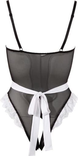 Cottelli Collection – Sexy Huishoudster Body Licht Transparant met Open Kruis voor de Grondige Schoonmaak – Maat L – Zwart — thumbnail 2