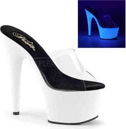 Pleaser - ADORE-701UV Muiltjes - Paaldans schoenen - 40 Shoes - Transparant/Zwart — thumbnail 4