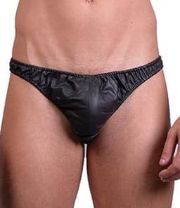 Mister B leren heren string slip - zwart small — thumbnail 1