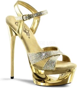Pleaser - ECLIPSE619G Sandaal met enkelband, Paaldans schoenen - Paaldans schoenen - 39 Shoes - Goudkleurig — thumbnail 1