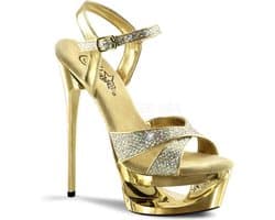 Pleaser - ECLIPSE619G Sandaal met enkelband, Paaldans schoenen - Paaldans schoenen - 39 Shoes - Goudkleurig