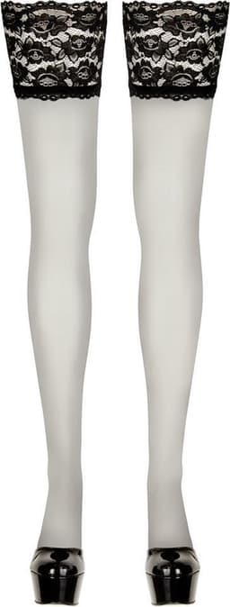 Cottelli Collection – Zelf Dragende Kousen met Kanten Rand voor Sexy Look – Maat S – Zwart — thumbnail 3