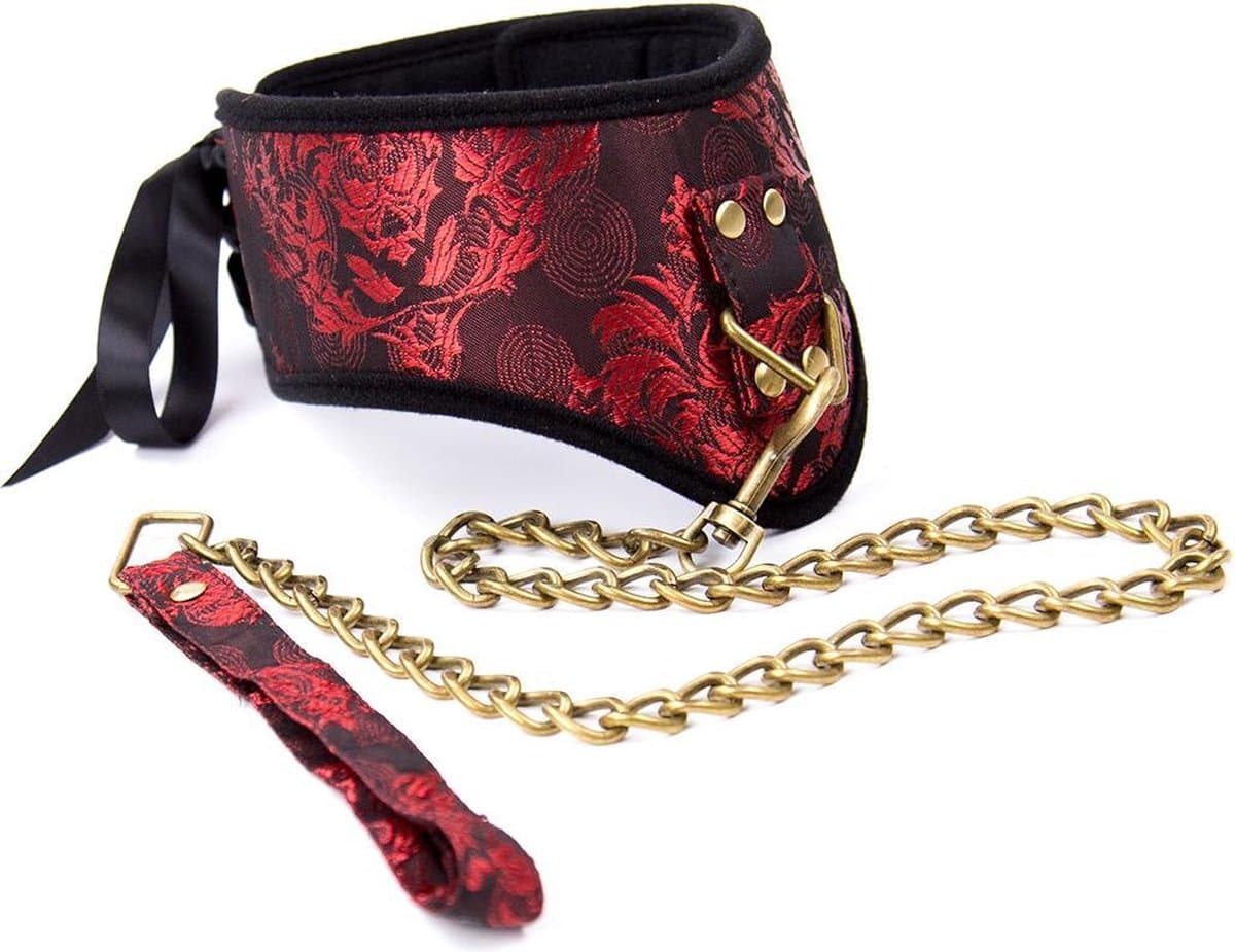 Banoch - posture Collar & leash Courtesan Red - halsband met riem - rood - bdsm — afbeelding 1