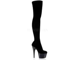 Pleaser - ADORE-3002 Plateau Overknee Laarzen - Paaldans schoenen - 40 Shoes - Zwart