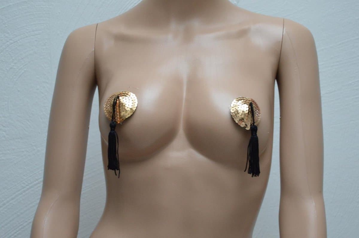 Gouden Hartvormige Tepelstickers Tepel PlakkerTepelkwastjes Nipple Sticker — afbeelding 1