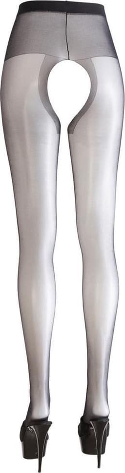 Cottelli Collection – Open kruis panty met versterkte taille band – Maat XL – Zwart — thumbnail 4