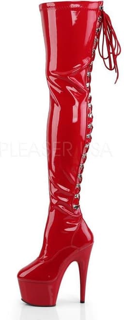 Adore-3063 plateau lak overknee laars met veters en stiletto hak rood - (EU 39 = US 9) - Pleaser — thumbnail 4