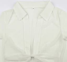 Transparante mesh crop-top - Doorschijnend - Korte Mouwen — thumbnail 3