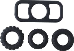 Banoch | Cockring set van zwart siliconen | 4 delig | penisring — thumbnail 1