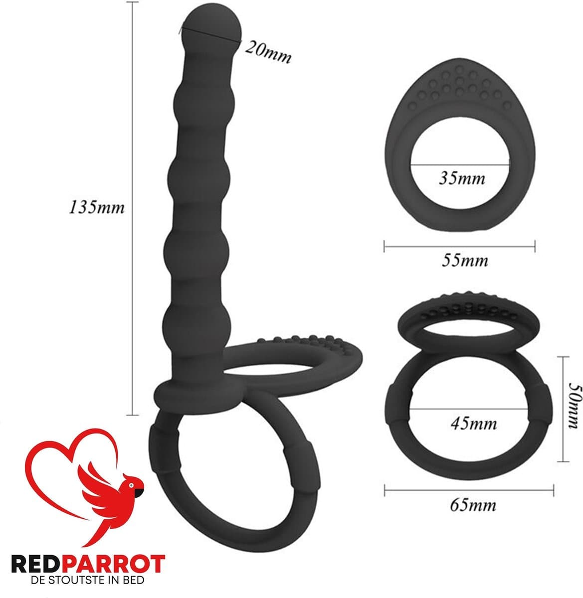 Voorbind penis - Dubbele penetratie - Strap-on - One size - Cockring — afbeelding 1