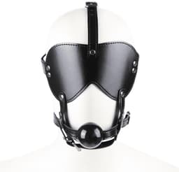 Adultshop - Hoofdharnas met Oogmasker & Ball Gag - Volledig Verstelbaar | Zicht en Spraak Uitgeschakeld - KINKY — thumbnail 2