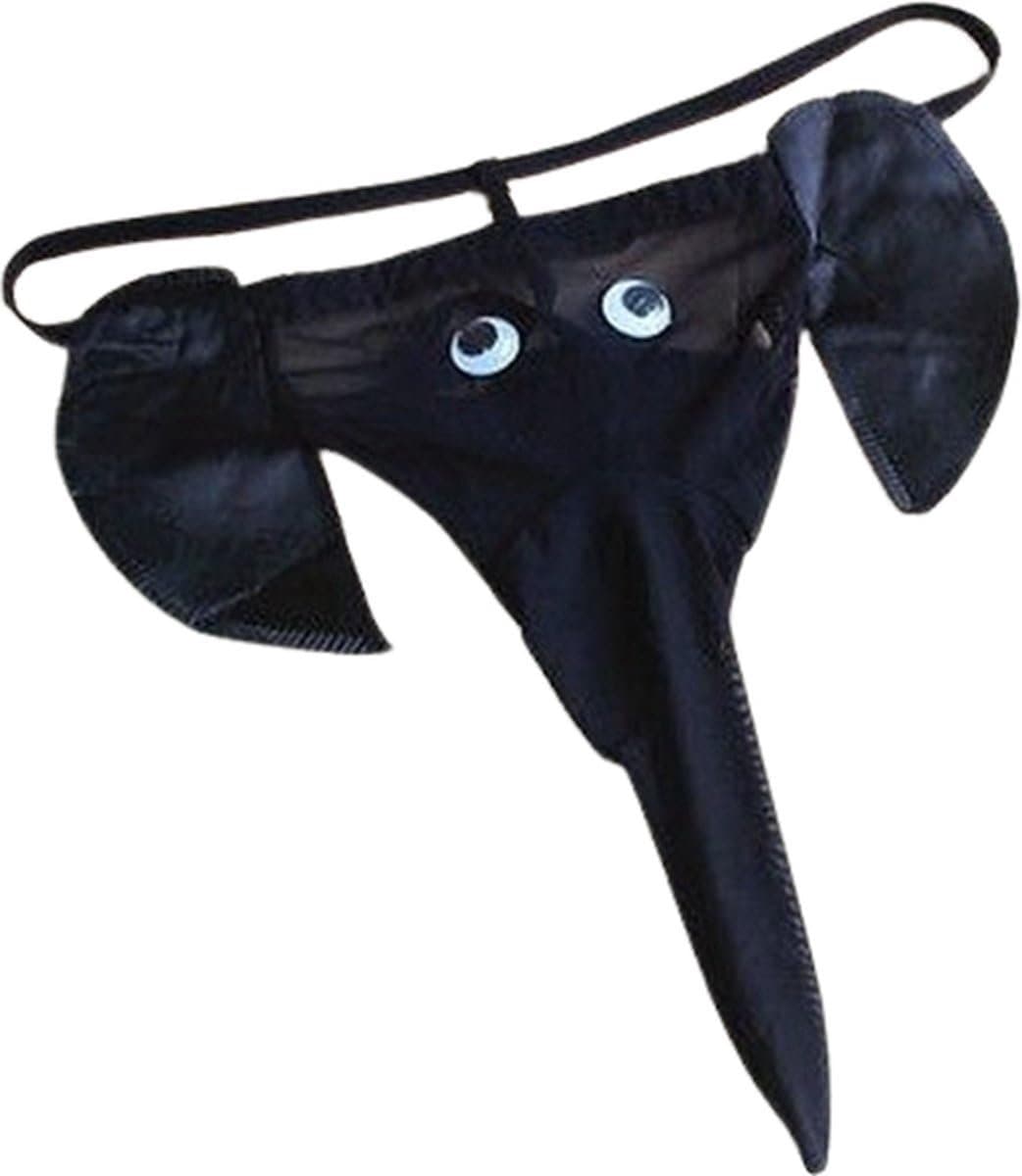 Okado Grappige Heren String Olifant Zwart – Elastisch One Size Ondergoed met Slurf – Humor Cadeau voor Date, Vrijgezellenfeest en Pride Party — afbeelding 1