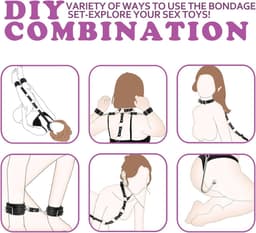 Lzwintrading – SM Bondage Set mit Metall Buttplug - BDSM - Sex Toys voor Vrouwen Koppels - Anale Speeltjes - Seksspeeltjes - PU Leer- Harnas Vrouwen - Handboeien - Erotiek Riem — thumbnail 5