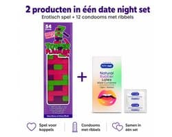 Seks spelletjes voor koppels – erotisch date night spel – Tower of Pleasure 54 houten blokken + FiTONE condooms met ribbels – 12 stuks