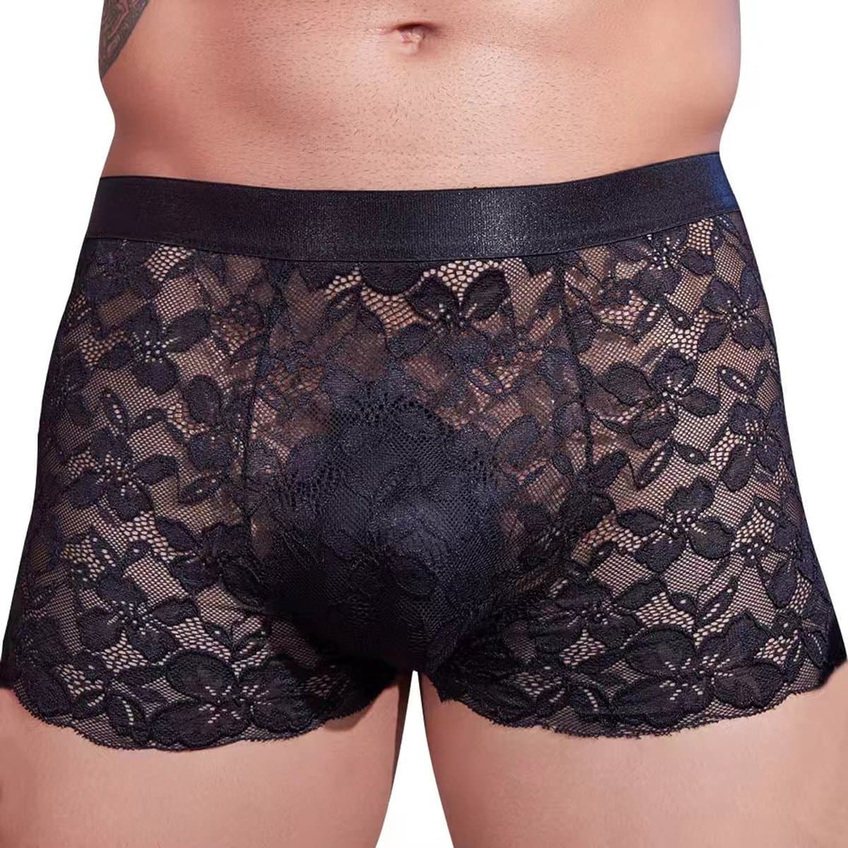 Klassiek Lace Boxershort Heren - Zwart - Nieuwe stijl - Lingerie voor Mannen - Onderbroek - Ondergoed - Zeer elastisch - Erotisch en sexy - Slip - Sexy - Boxershort - Zacht en comfortabel — afbeelding 1