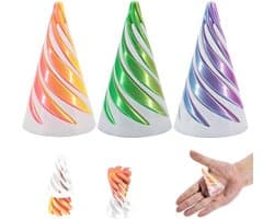 3D Geprinte Spiraal Kegel Fidget Speelgoed - 3 Stuks Onmogelijk Piramide Doorvoer Sculptuur Mini Infinity Spiraal Kegel Stressverlichting Desk Toys voor Kinderen en Volwassenen