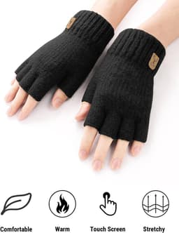 Handschoenen halve vinger winter warme gebreide handschoenen werken hardlopen fietsen rijden voor mannen en vrouwen — thumbnail 3
