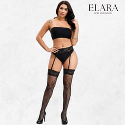 Elara Marena – Sexy Jarretel Gordel met Kousen – 2-Delige Lingerieset – Verleidelijke Netkousen met Kant – S t/m XL – Dames Lingerie — thumbnail 3