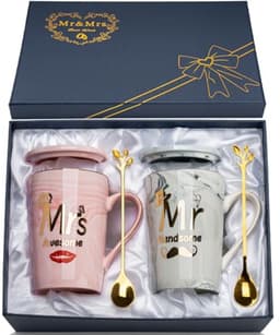 Romantisch Huwelijkscadeau voor Koppels - 2 Stuks Keramische Geschenkmokken 400ml — thumbnail 1