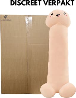 JustValue Penis Knuffel - 90 cm - Erotiek - Bodypillow - Piemel - Zacht - Kussen - Sex Toy - Beige - Vanille - Blank — thumbnail 2