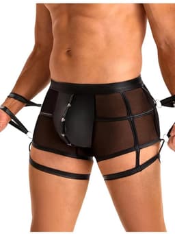 Leren boxershort met boeien - fetisj - sexy - kinky - Maat XL — thumbnail 2