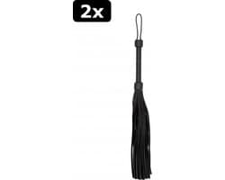 2x Heavy Leather Tail Flogger - Black