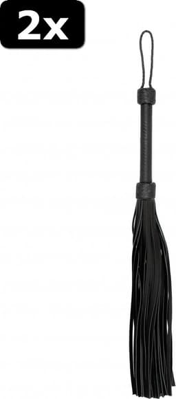 2x Heavy Leather Tail Flogger - Black — thumbnail 1