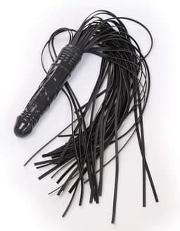 Smart Moves - Flogger met Dildo Handvat - Zwart — thumbnail 4
