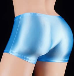 Kinky heren ondergoed Blue Cava - Fetisj penis slurf short - Strakke erotische boxershort - Glanzend babyblauw nylon - Olifanten neus - BDSM — thumbnail 4