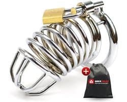 Quick Relief - Pro Lock™ Kuisheidskooi - Metaal - Kuisheidskooi voor Mannen - Chastity cage - Staal Deluxe - Sissy - Cock Cage - Zilver