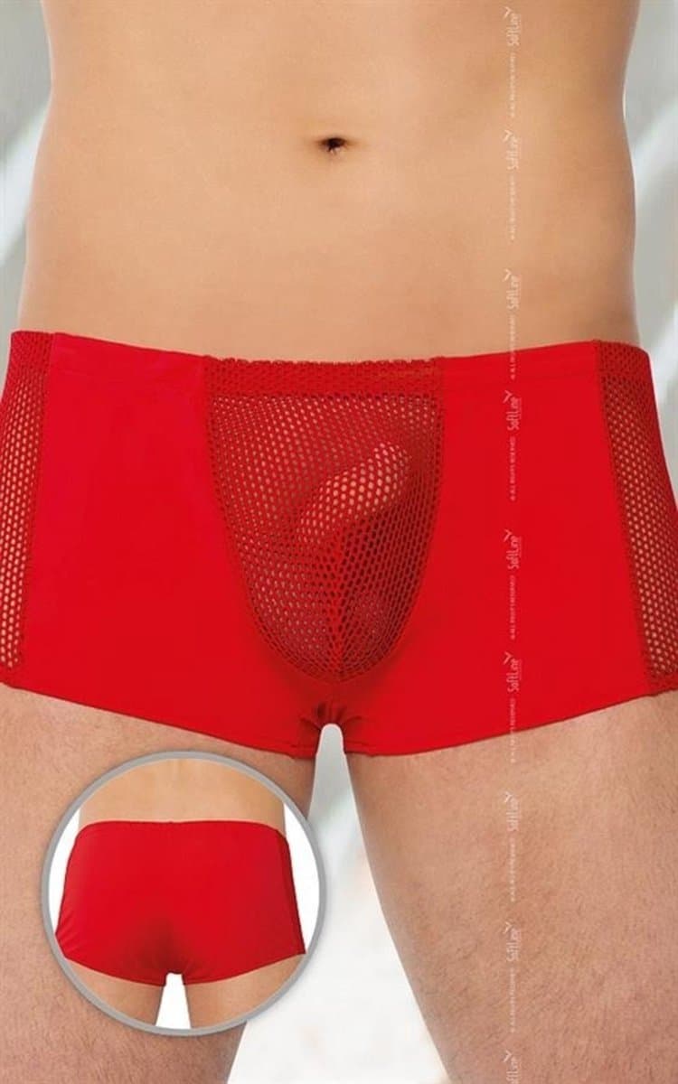 SoftLine Collection Sexy transparente heren boxers met visnet Rood L — afbeelding 1